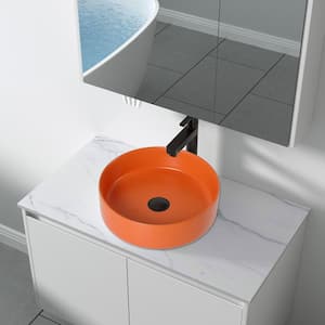 Orange Ceramic Circular Round Bathroom Vessel Sink Art Sink