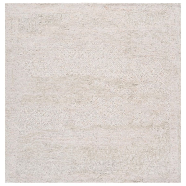 Harvest 6 ft. x 6 ft. Rust/Beige Distressed Solid Color Square Area Rug