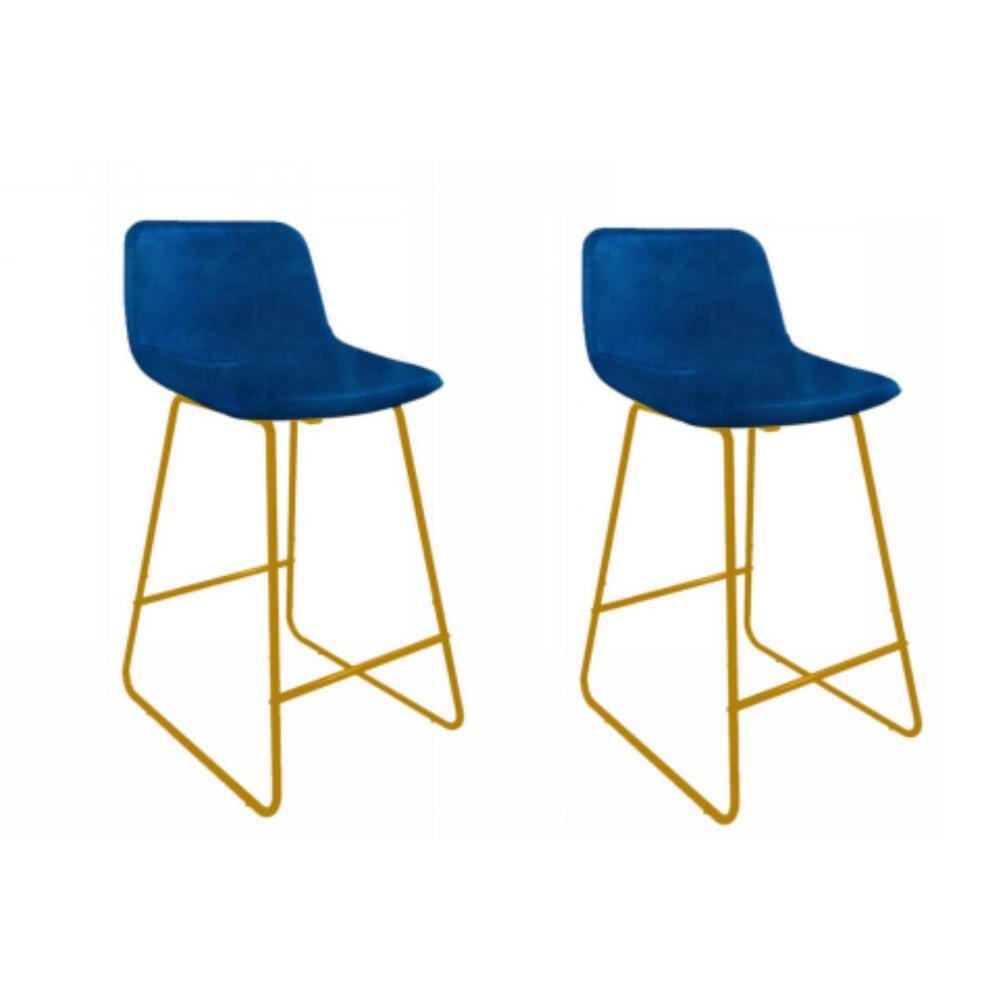 LUE BONA Alexander 30 in. Royal Blue Bar Stools Low Back Metal Frame Counter Height Bar Stool