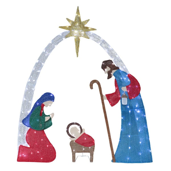 VEIKOUS 5 ft. Cool White LED Nativity Set Christmas Holiday Yard