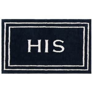 His Indigo 24 in. x 40 in. Blue Polyester Machine Washable Bath Mat