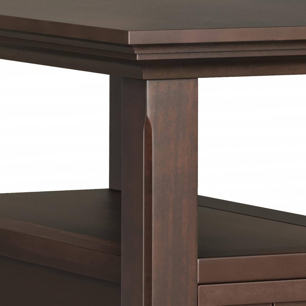Brunette Brown Solid Wood Rectangular Side Table with Drawer