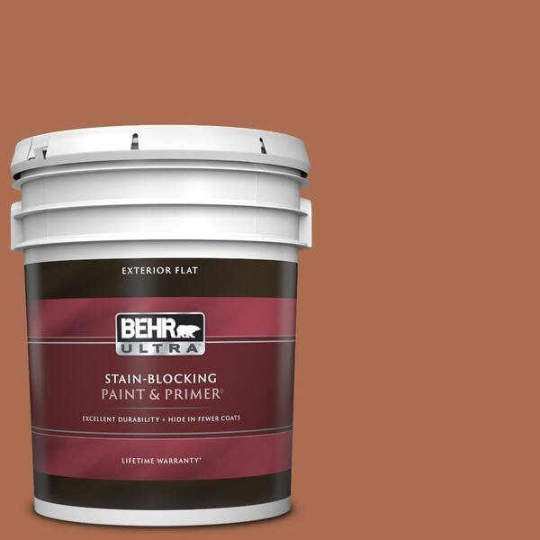BEHR ULTRA 5 gal. #BIC-45 Airbrushed Copper Flat Exterior Paint & Primer