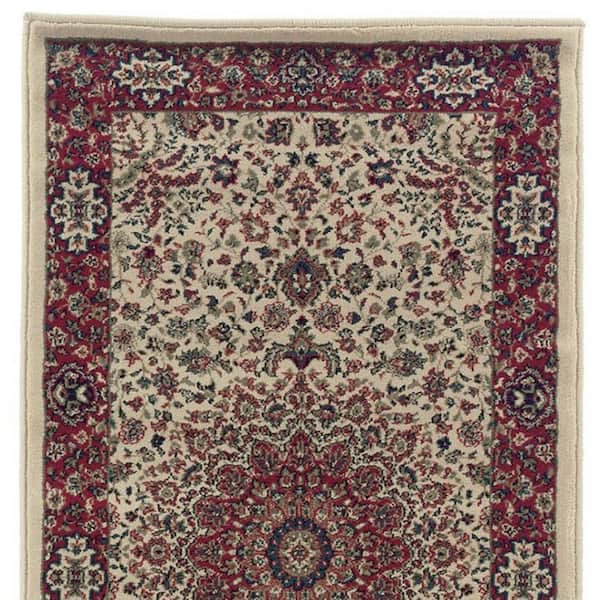 2 X 9 Ivory, Red Oriental Washable Area Rug Runner Rug