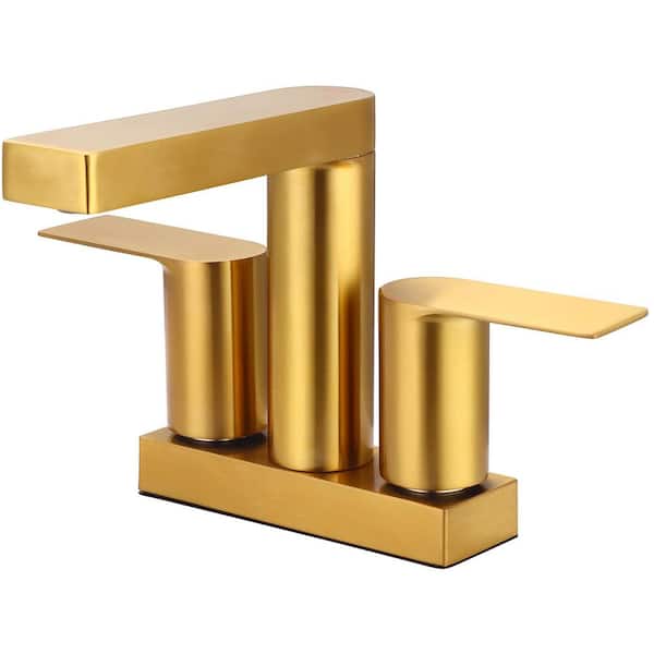 L-7505-BG 4 in. Centerset 2 Handle Bathroom Sink Faucet in Brushed Gold