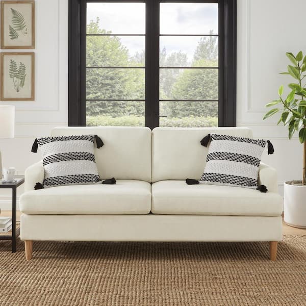 StyleWell Winnick 73.6 in. Modern Scandinavian Square Arm Fabric Sofa in Oyster Beige