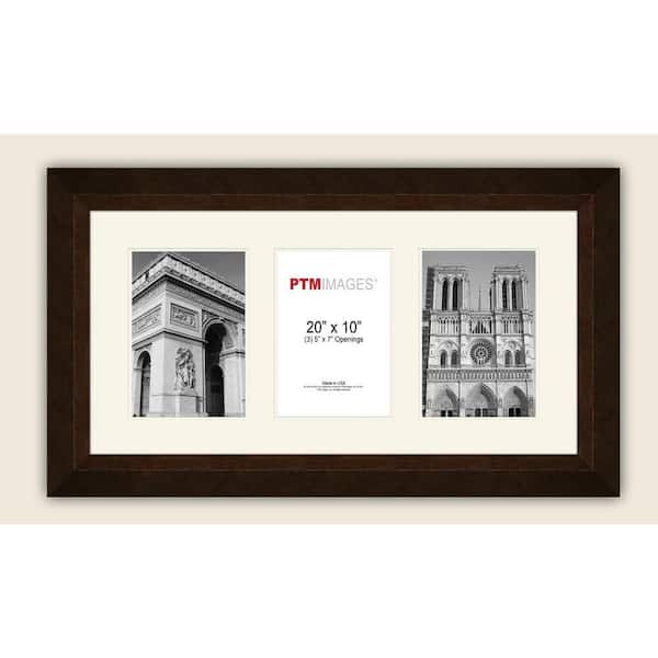 PTM Images 3-Opening Horizontal 5 in. x 7 in. White Matted Bronze Photo Collage Frame
