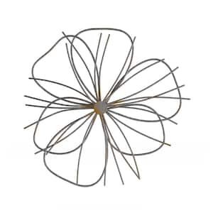 Silver and Gold Metallic Wire Flower Wall Art