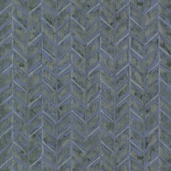 Brewster Blue Foothills Herringbone Texture Blue Wallpaper Sample