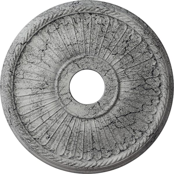 Ekena Millwork 1-7/8 in. x 20-1/8 in. x 20-1/8 in. Polyurethane Berkshire Ceiling Medallion, Ultra Pure White Crackle