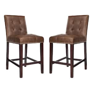 Nikita 40 in. Brown Wood Counter Stool (Set of 2)