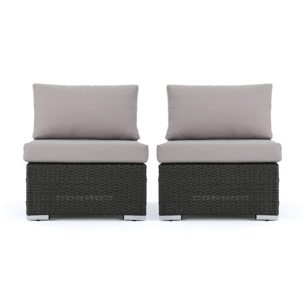 Rosen Gray Wicker Outdoor Armless Lounge Chair with Light Gray Cushions (2-Piece) price history on PriceWatchPro
