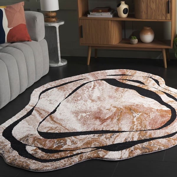 Contour 8 ft. x 10 ft. Rust/Ivory Distressed Abstract Area Rug