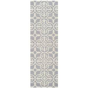 Cambridge Silver/Ivory 3 ft. x 10 ft. Medallion Geometric Runner Rug
