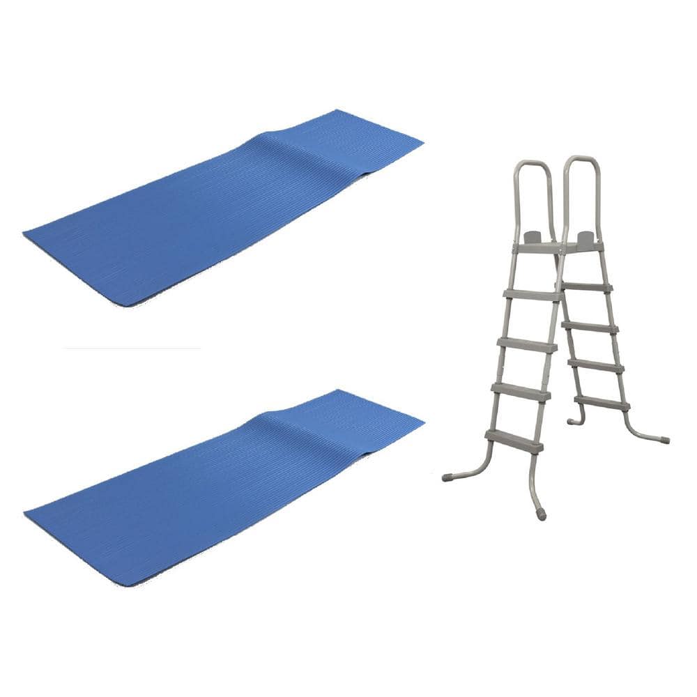 Bestway 52 in. Steel Pool Ladder with 9 in. x 36 in. Vinyl Ladder Mat Above Ground Pool (2-Pack) -  -BW + 2 x 87953
