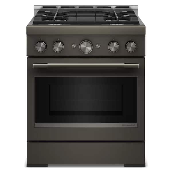 30 in. 4 Burners Commercial-Style Gas Range in Black Ore with No Preheat Air Fry Mode