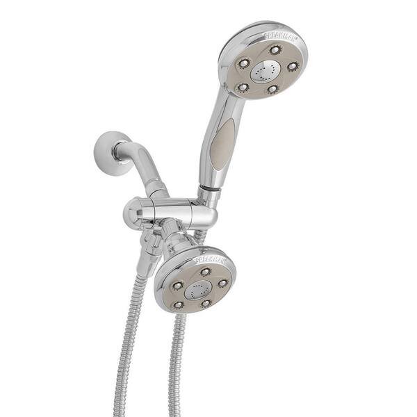3-spray 3.5 in. Dual Shower Head and Handheld Shower Head in Polished Chrome