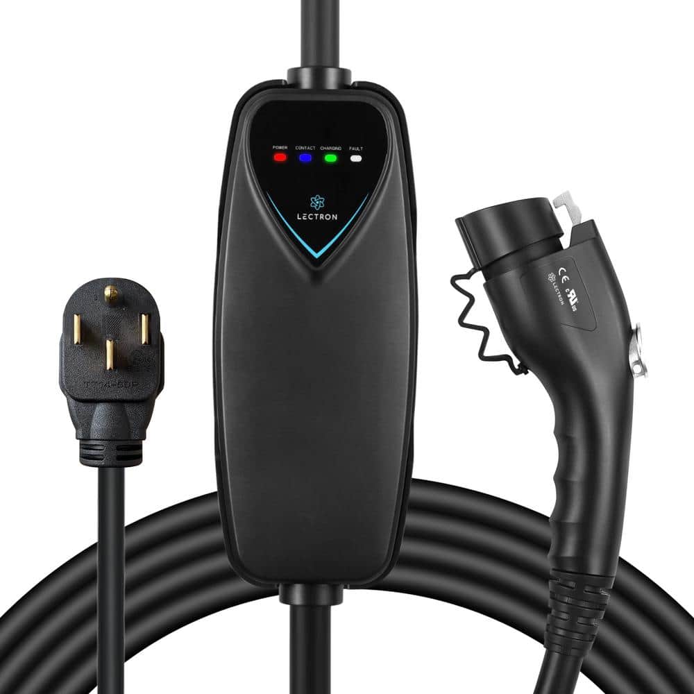 LECTRON Level 2 Portable J1772 EV Charger - ETL Certified, 240V, 40 Amp,  NEMA 14-50 Plug, 16 ft. Extension cord and J1772 Cable LECHG14-50-40ABLKUS  - The Home Depot