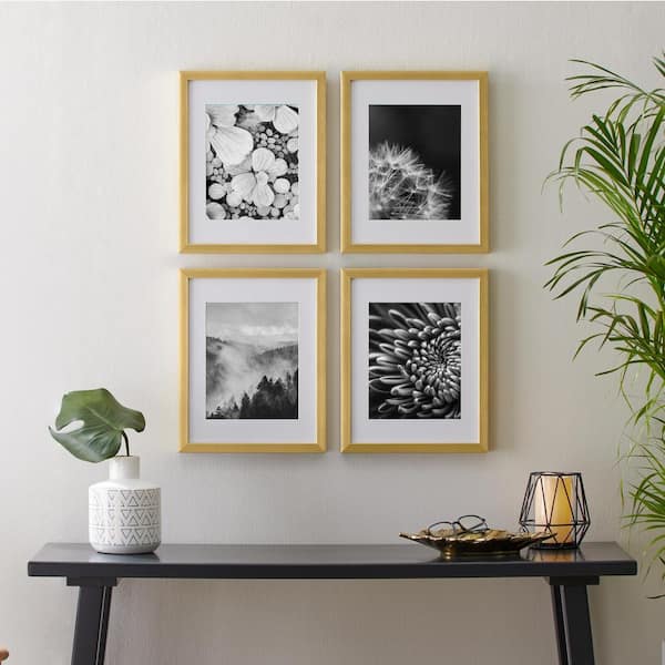 StyleWell Gold Frame with White Matte Gallery Wall Picture Frames (Set of 4)