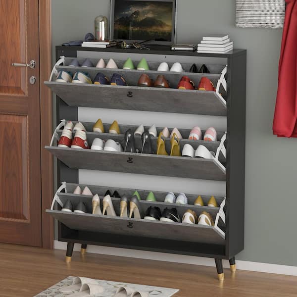36 Inches Rustic Shoe Rack 3 Levels, Shoe Storage, Shoe Organizer, Shoe  Cabinet, Shoe Rack Wood 