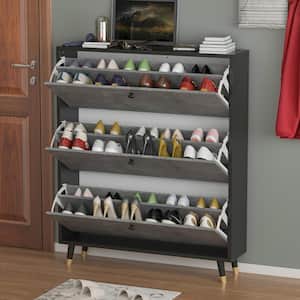 47.2 in. H x 39.4 in. W Gray Wood Shoe Storage Cabinet With 3 Drawers Fits up to 30-Shoes