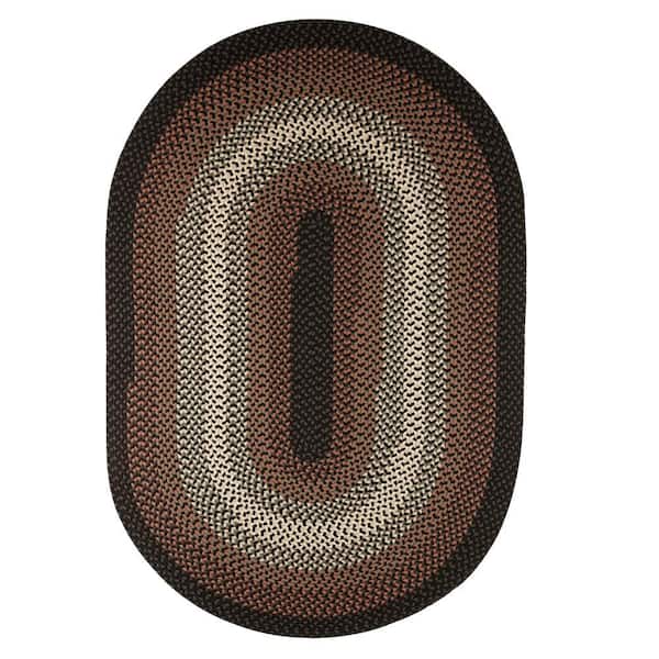 Pioneer Black Multi 7 ft. x 9 ft. Oval Indoor/Outdoor Braided Area Rug