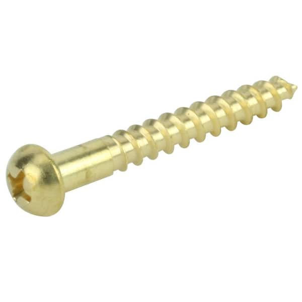 Everbilt #2 x 3/8 in. Phillips Round Head Brass Wood Screw (6-Pack) 809901  - The Home Depot
