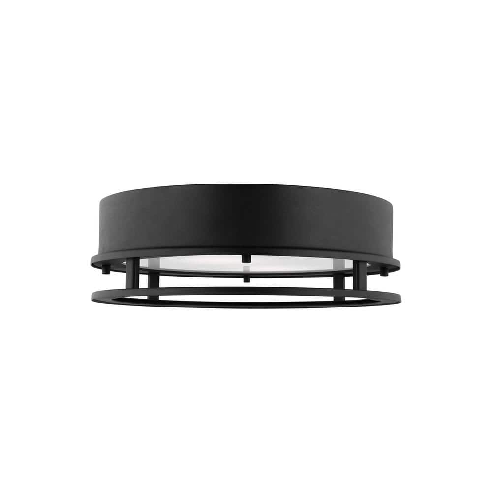 Union 2-Light Black LED Outdoor Flush Mount Light price history on PriceWatchPro