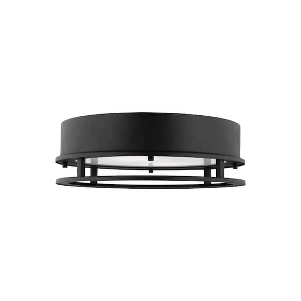 Union 2-Light Black LED Outdoor Flush Mount Light