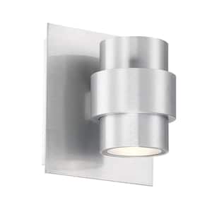 Barrel 6 in. Brushed Aluminum Integrated LED Outdoor Wall Sconce, 3000K