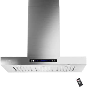 30 in. 900 CFM Island Mount Range Hood in Stainless Steel with Gesture Sensing and Touch Control Switch Panel with light