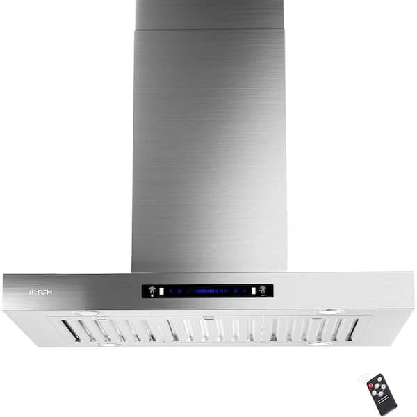 IKTCH 30 in. 900 CFM Island Mount Range Hood in Stainless Steel with Gesture Sensing and Touch Control Switch Panel with Light