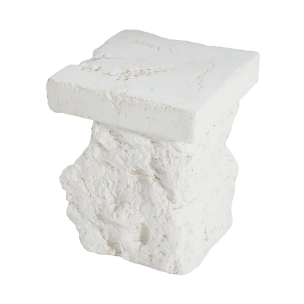 18.75 in. H White Composite Modern Artistry Garden & Outdoor Side Table with Irregular Organic Base & Stone-like Surface
