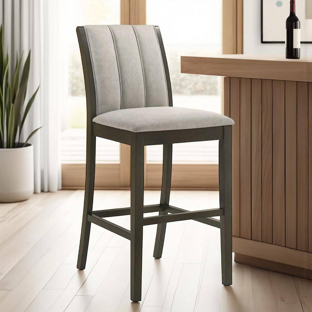 Nolan 30 in. Gray/Dark Roast Standard Rubberwood Bar Stool with Polyester Seat (Set of 2) price history on PriceWatchPro