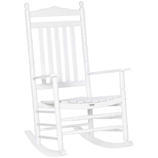 Outsunny White Wood Outdoor Rocking Chair