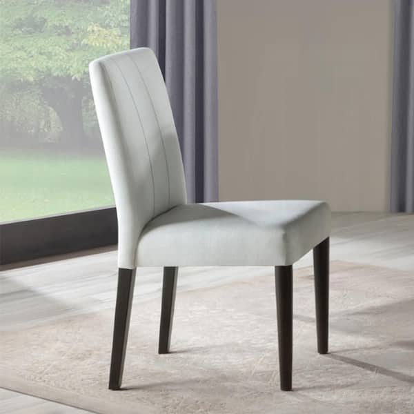 Acme Furniture Carena White and Brown Finish Fabric Side Chair Set of 2 with No Additional Features