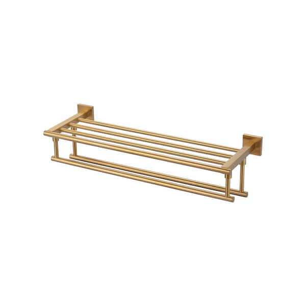 WOWOW 24 in. Wall Mounted Double Towel Bar in Brushed Gold