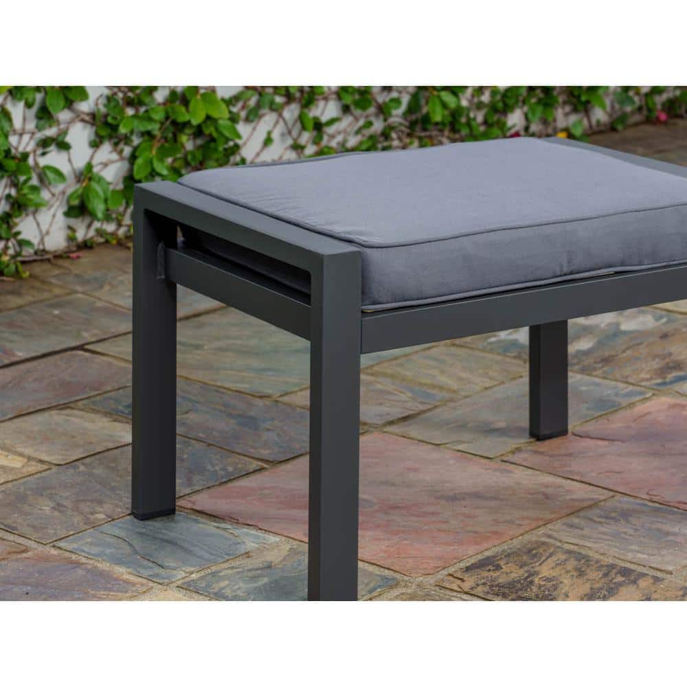 Lakeview Charcoal 17'' Modern Aluminum Outdoor Ottoman with Cushion
