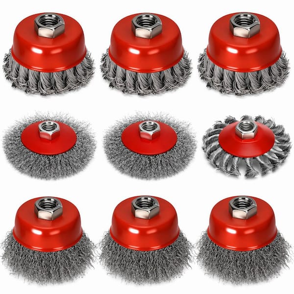 GRINDLODGE 生刷　theArth ざあーす　くる次郎・くる美セット LAIFUCAM 9-Pieces Wire Wheel Brush Set for Angle Grinder 4-1/2 in