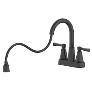 Melina 4 in. Centerset Double-Handle Pull Down Bathroom Faucet in Matte Black