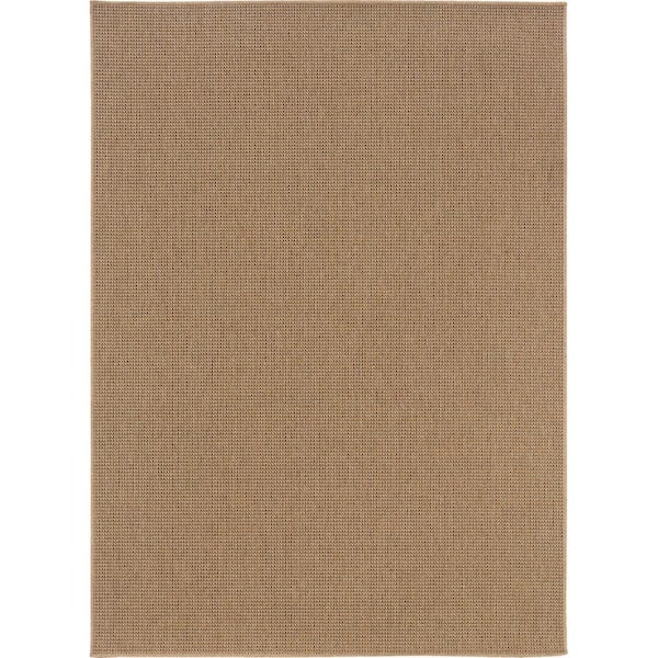 AVERLEY HOME Caicos Tan 4 ft. x 6 ft. Solid Basket Weave Indoor/Outdoor Patio Area Rug