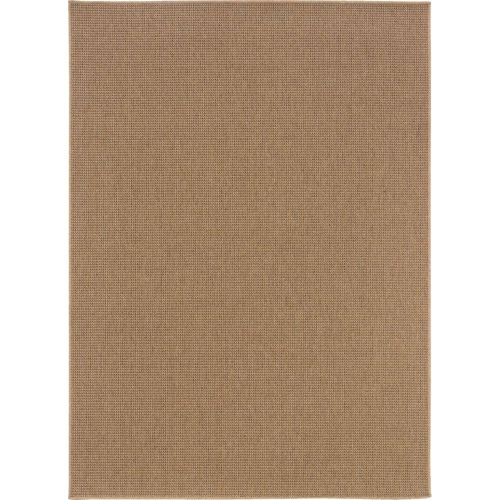 Caicos Tan 7 ft. x 10 ft. Solid Basket Weave Indoor/Outdoor Patio Area Rug
