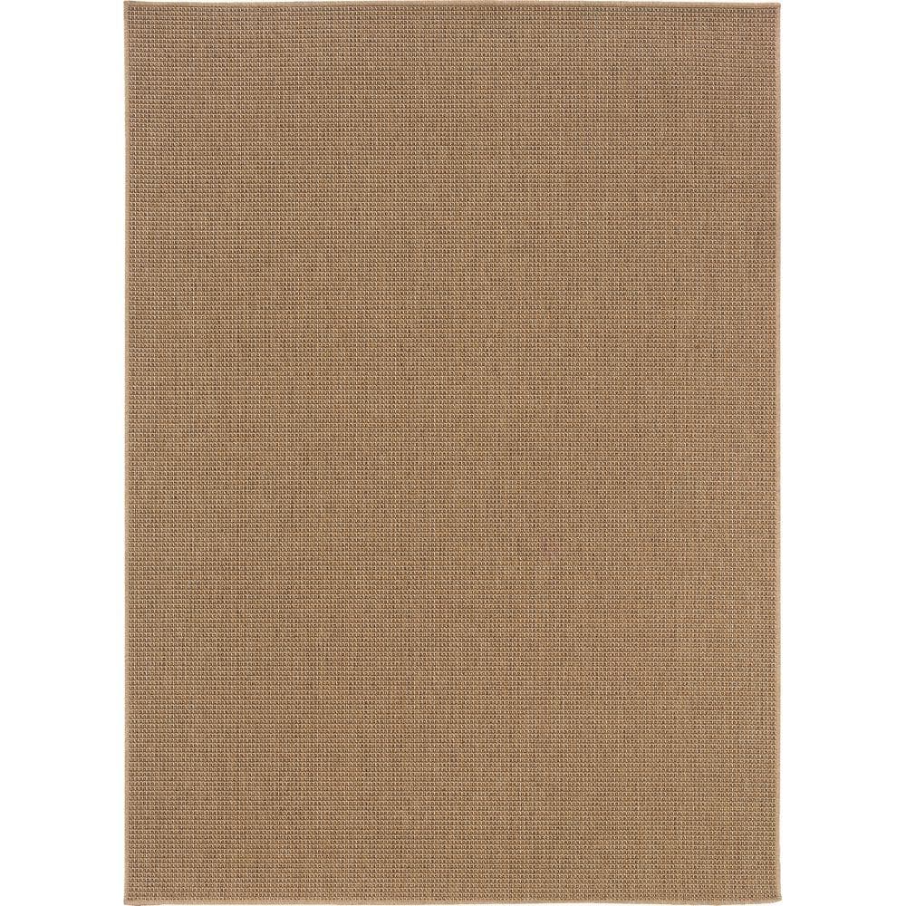 Caicos Tan 9 ft. x 13 ft. Solid Basket Weave Indoor/Outdoor Patio Area Rug