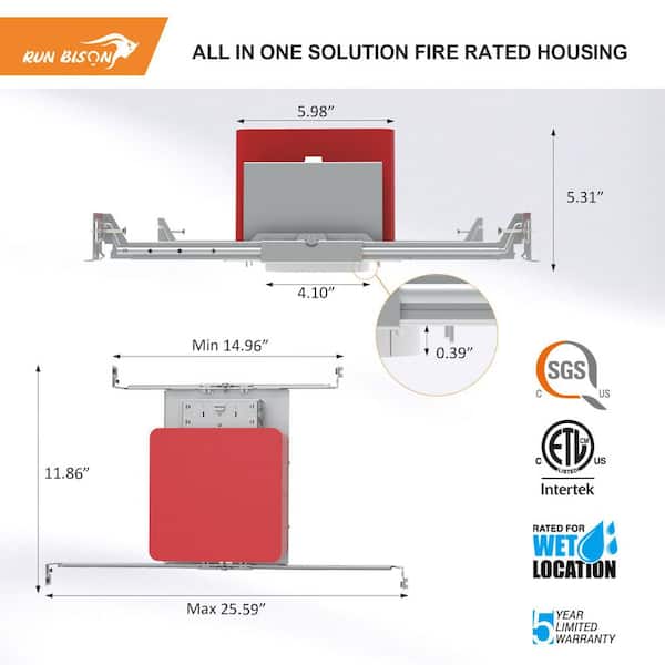 4 in. Air-Tight IC Rated Fire Rated New Construction Recessed Housing, With TP24 Connector, ETL Certificated (4-Pack)