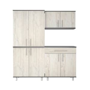 KRATOS 63 in. W x 70.9 in. H x 19.6 in. D 9 Shelves 3-Piece Wood Kitchen Freestanding Cabinet in Chantilly and Dark Gray