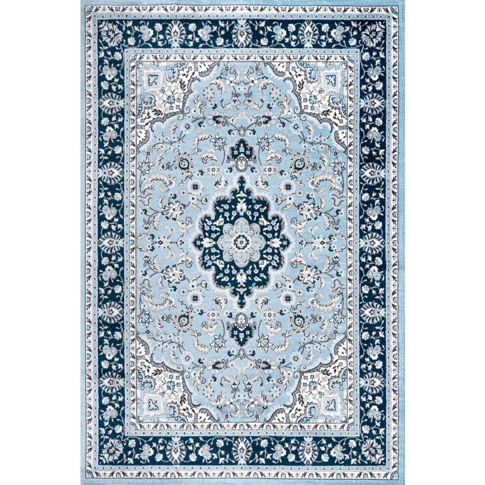 Modern Persian-Style Blue/Navy Synthetic Area Rug 4' x 6'