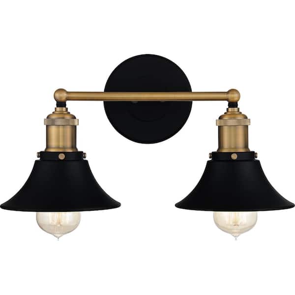 Quoizel Trafalgar 15.25 in. 2-Light Matte Black Vanity Light