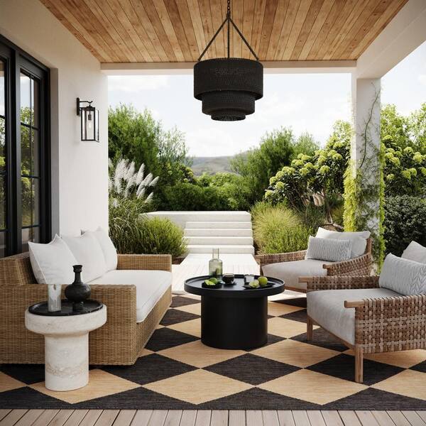 Sabina Diamond Trellis Dark Grey 2 ft. x 10 ft. Outdoor Runner Rug