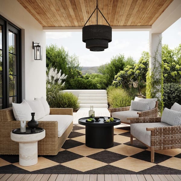 Sabina Diamond Trellis Dark Grey 8 ft. x 8 ft. Outdoor Square Rug