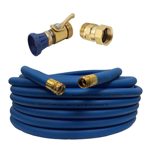 Underhill 0.75 in. dia. x 100 ft. Blue Water Hose w/Precision Cloudburst Nozzle & Hose Adapter